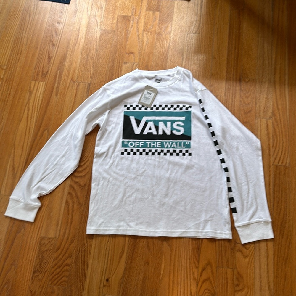 Youth large, vans long-sleeve t-shirt. Good for school. Will go with anything.